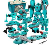 HoveeLuty Juguetes magnéticos para niños, 35 unids/Set, Conjunto de Robocar magnético Estilo ejército ensamblado, Juguetes educativos transformadores de plástico para Regalos