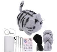 HoveeLuty Kit de fieltrado con Aguja, Kits de fieltrado con Aguja de Animales para Principiantes, Lindo Gato, Juego de Lana y Agujas para fieltrar con Instrucciones para proyectos de con, k