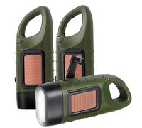 HoveeLuty Linterna de Emergencia LED con manivela, 3 Unidades, con energía Solar, portátil, para Supervivencia, Camping, Senderismo, Mochila, Seguridad, Verde, de Emergencia.