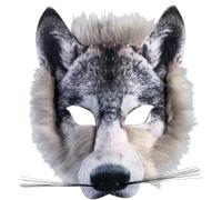 HoveeLuty Máscara de lobo, media cara con correa elástica, máscara de Therian peluda, 21 x 17 x 8 cm, divertida de cosplay para fiesta de máscaras, de Therian peluda.