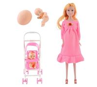 HoveeLuty Muñeca Embarazada con bebé en la Barriga, 30 cm, articulada y móvil, con Carrito para niños, Accesorios para casa de muñecas, Estilo 2, Juguetes para bebés, Juguetes para niños, muñecas.