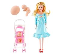 HoveeLuty Muñeca Embarazada con bebé en la Barriga, 30 cm, articulada y móvil, con Carrito para niños, Accesorios para casa de muñecas, Juguetes para bebés, Juguetes para niños, muñecas.