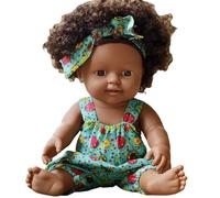 HoveeLuty Muñecas Negras de bebé, muñeca Realista afroamericana de 30 cm con Vestido, articulación móvil y Pelo Rizado, Suave, Lavable, de Piel Oscura, niños. Muñeca Realista Negra.