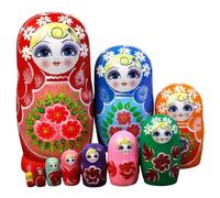 HoveeLuty Muñecas Rusas de anidación, 10 Piezas/Juego, muñecas Matryoshka apilables de Madera para niños, Adultos, decoración de estanterías para el hogar, Rusas, Matryoshka