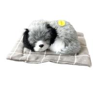 HoveeLuty Perro Falso, 6.7 x 5.1 Pulgadas, Perro de Peluche durmiendo sobre una Almohadilla con Sonidos de ladridos, Lindo Mini Que Respira para niños, Amigos y Familiares en cumpleaños, día del niño
