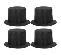 HoveeLuty Sombreros de muñeco de Nieve para Manualidades, 4 Mini Sombreros de Copa Negros para Fiestas navideñas, muñecos de Nieve, Manualidades, decoración, 3, 5 x 2 Pulgadas, pequeños de co