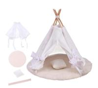 HoveeLuty Tienda de campaña para muñecas, Tienda de campaña en Miniatura de Tela Blanca, Accesorios Decorativos para casa de muñecas con Alfombra y Cojines, Elegante de en Miniatura para la