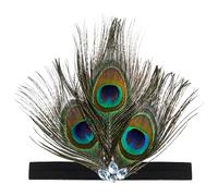 HoveeLuty Tocado de plumas de los años 20, tocado de pavo real, accesorios para el cabello con diamantes de imitación para mujeres y niñas, fiesta de té de Halloween, baile, de pavo real, diadema es