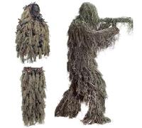 HoveeLuty Traje Ghillie Ligero con Camuflaje de Hojas para Hombre, Poncho Ghillie Transpirable para Cazadores, francotiradores, Airsoft y Paintball. Traje pequeño, Ropa de Caza para Hombre.