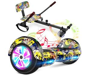 Hoverboard con fijación al asiento, combo de 6,5 pulgadas, autobalanceo, con altavoz Bluetooth y luces LED para niños, niñas y niños (incluyendo kart)