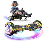 Hoverboard Go Kart Asiento Hoverkart de 6,5 pulgadas con luces LED y altavoz Bluetooth, Go Kart Bundle
