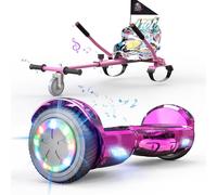 Hoverboards con Kart, 6,5" Hover boards con Asiento, Hover board con Silla para Niños y Adultos, Batería 4 AH, Música Bluetooth y Luces LED, 7KG Hover Board con Hoverkart 5,6KG