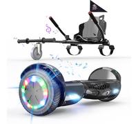 Hoverboards con Kart, 6,5" Hover boards con Asiento, Hover board con Silla para Niños y Adultos, Batería 4 AH, Música Bluetooth y Luces LED, 7KG Hover Board con Hoverkart 5,6KG