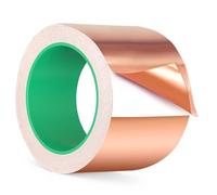 HOVIBU 20m x 70mm Cinta de Cobre Hoja, Cinta Adhesiva Conductora de Doble Cara, Cinta Kapton emi, Cinta de Apantallamiento, Cinta de Caracol, para Guitarra, Blindar de emi, Puesta a Tierra y Soldar