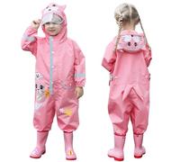 Hovkib Chubasquero para Niños Niñas - Impermeables Ligero Traje de Lluvia de Dibujos Animados Poncho de Lluvia Mono Ropa Impermeable 2-8 Años