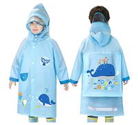 Hovkib Chubasqueros para Niños y Niñas Impermeables Poncho de Lluvia Ligero Chaquetas de Lluvia Ropa Abrigos de Lluvia de Dibujos Animados con Funda de Mochila 1-8 Años