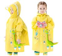 Hovkib Chubasqueros para Niños y Niñas Impermeables Poncho de Lluvia Ligero Chaquetas de Lluvia Ropa Abrigos de Lluvia de Dibujos Animados con Funda de Mochila 1-8 Años