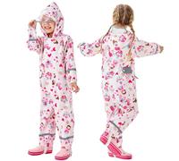 Hovkib Impermeables para Bebé Niñas Niños Chubasqueros Chaquetas Ligero Capa de Lluvia Encapuchado Mono de Bolsillo Estampados Reflectante Abrigos Impermeables Unisex Niños 1-10 años