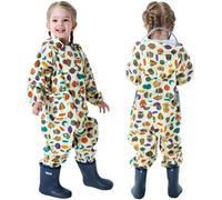 Hovkib Impermeables para Niñas Niños Chubasqueros Chaquetas Ligero Capa de Lluvia Bebé Encapuchado Mono de Bolsillo Estampados Reflectante Abrigos Impermeables Unisex Niños 1-10 años