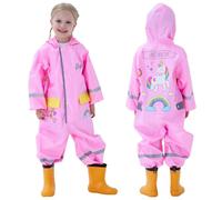 Hovkib Traje de Lluvia Niños Niñas Chubasquero de Una Pieza Niños Mono Impermeable Lindo Dibujo Poncho de Lluvia Ligero Traje de Barro Unisex Ropa de Lluvia 1-10 Años
