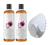 HOVKRE 2 botellas de champú de cebolla con extracto de cebolla roja contra la caída del cabello, para fortalecer el cabello y estimular su crecimiento (con cepillo para el cabello gratis)