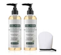HOVKRE 2 Unidades De Aceite Corporal Hidratante, Mejora La Elasticidad De La Piel Y Reduce La Flacidez, Con Guante De Masaje Blanco, Para Cuello, Pecho, Brazos Y Piernas