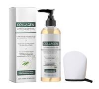 HOVKRE Aceite Corporal Hidratante, Mejora La Elasticidad De La Piel Y Reduce La Flacidez, Con Guante De Masaje Blanco, Para Cuello, Pecho, Brazos Y Piernas