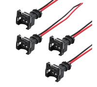 Hovom 4 conectores de inyector de combustible para automóvil, enchufe de inyector con arnés de cableado extendido, carcasa impermeable y enchufe de núcleo de cobre, enchufe EV1 OBD1, accesorios de