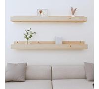 Hovothy Estantería de pared, 2 unidades, 110 x 12 x 9 cm, color marrón, madera de pino maciza, estantería de esquina para baño, estantería de carga pesada, estantería de cocina, estantería de pared,
