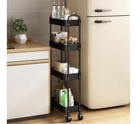 Hovoto Carro con ruedas, carrito de cocina de metal estrecho, carrito de nicho con ruedas de 4 niveles, estante de nicho con ruedas para lugares estrechos, cocina, salón, lavadero, baño, 40 x 18 x 101