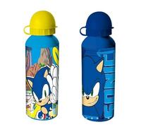 HOVUK 2 botellas de agua Sonic Boys para la escuela, 21 cm, botellas de jugo reutilizables para niños, color amarillo y azul, 500 ml, botellas de agua de aluminio para cantimplora para niños 3+Y