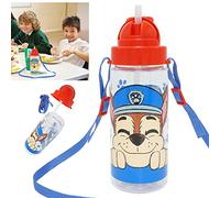 HOVUK Botella de agua de Paw Patrol con pajita, 500 ml, botella de bebidas Tritan para la escuela, a prueba de fugas, sin BPA, botella transparente para ciclismo y correr a partir de 3 años