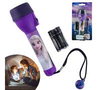 HOVUK Disney Frozen - Linterna LED de plástico de 16 cm, cordón ajustable adjunto, linterna de emergencia que funciona con pilas, adecuada para niños de más de 3 años