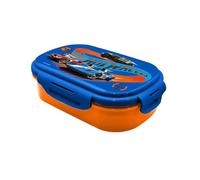 HOVUK Hot Wheels - Lonchera rectangular con tenedor, lonchera de doble compartimento, a prueba de fugas, apta para microondas y sin BPA, adecuada para niños de más de 3 años, KL11345