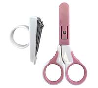 HOVUK® Juego de cortaúñas para bebé con soporte de anillo, tijeras de seguridad y cubierta para más de 0 meses, juego de recortadora de uñas para recién nacidos, kit de aseo y aseo infantil (rosa)