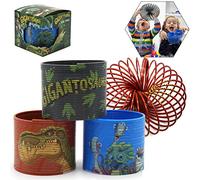 HOVUK Juego de juguetes Magic Spring - 3 piezas Gigantosaurus bobina de plástico multicolor resortes mágicos - Juguetes divertidos elásticos para niños de más de 3 años, 7.5 cm - Diversión elástica