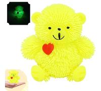 HOVUK Oso acolchado elástico iluminado de 9 cm, juguete sensorial interactivo amarillo, bola antiestrés, bolsa de regalo unisex