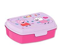 HOVUK Peppa-Pig Lonchera de 20 cm, contenedor de plástico apto para alimentos, caja de sándwich apta para microondas, regalo escolar para niños de más de 3 años