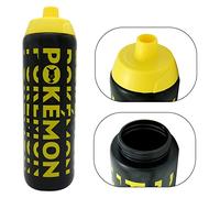 HOVUK Pokémon - Botella de agua para niños de 725 ml, botella negra con tapa amarilla, botella de plástico a prueba de fugas sin BPA para escuela, deportes y viajes, para niños y niñas a partir de 3