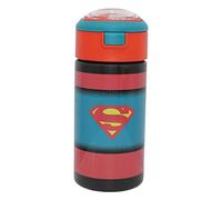 HOVUK Superman - Botella de agua para niños de 500 ml, botella de bebidas Tritan con tapa segura para congelador, botella de agua deportiva con botón de presión, regalos para niños de 3 años o más