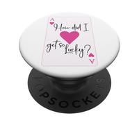 How Did I Get So Lucky Ace Card Hearts Couple Anniversary PopSockets PopGrip Adhesivo