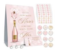 How Many Kisses Bridal Shower Games, How Many Kisses Standing Sign 50 Guessing Cards 180 Bridal Shower Kisses Kisses How Many Kisses Bridal Shower Game Set for Bridal Shower Decoration Actividades