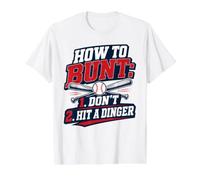 How To Bunt, Hit a Dinger Funny Baseball Player Home Run Fun Camiseta gráfica económica, Hombre, Blanco, L