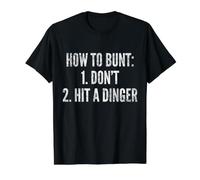 How To Bunt, Hit a Dinger Funny Baseball Player Home Run Fun Camiseta gráfica económica, Hombre, Negro, L