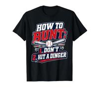 How To Bunt, Hit a Dinger Funny Baseball Player Home Run Fun Camiseta gráfica económica, Hombre, Negro, M