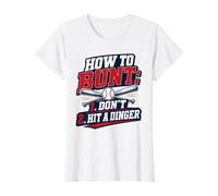 How To Bunt, Hit a Dinger Funny Baseball Player Home Run Fun Camiseta gráfica económica, Mujer, Blanco, M