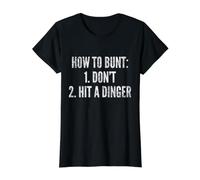How To Bunt, Hit a Dinger Funny Baseball Player Home Run Fun Camiseta gráfica económica, Mujer, Negro, S