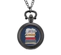 How to Chill Li.ke A Cat - Reloj de bolsillo vintage con colgante de aleación, collar de regalo para hombres y mujeres, Estilo negro, talla única