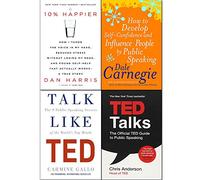 How to Develop Self-confidence and Influence People by Public Speaking, 10% Happier, Talk Like TED, TED Talks 4 Books Collection Set