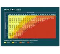 How to Read Heat Index Chart Poster Weather Guide Canvas Wall-Art for Living Room Bedroom Decor(Framed,16x24inch(40x60cm))